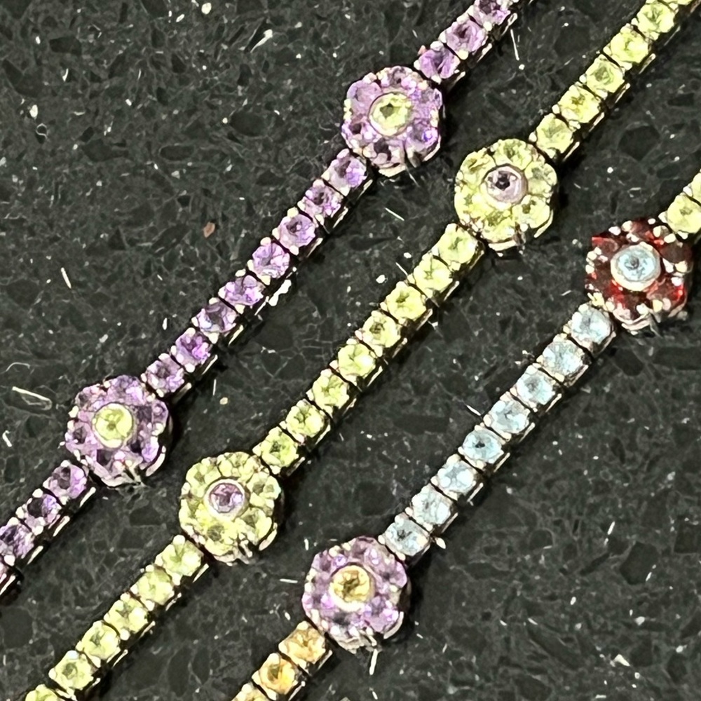 Suzanne Somers peridot amethyst citrine blue topaz Garnet floral tennis bracelet